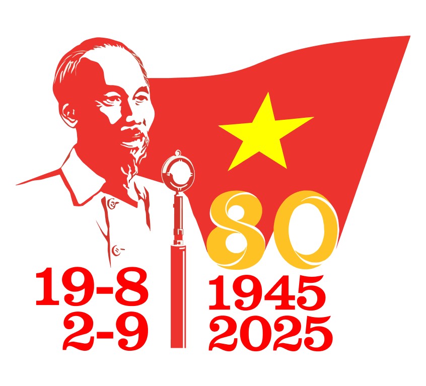 80th Anniversary of Vietnam National Day 1945–2025 SVG Vector – Ho Chi Minh and Red Flag with Yellow Star - kỷ niệm 80 năm Quốc khánh Việt Nam 1945–2025 - Hình Bác Hồ và cờ đỏ sao vàng